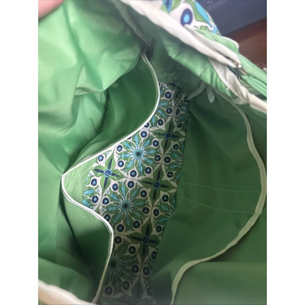 Cinda B Diaper Bag With Changing Pad‎ Quilted Nylon Verda Bonita Green Blue